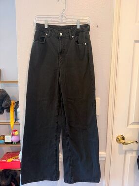 H&M Black Wide-Leg High-Rise Jeans